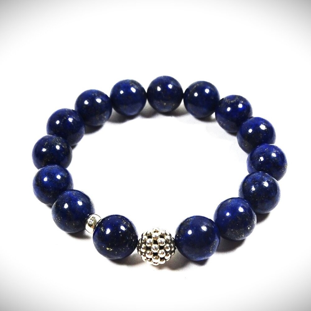 LAGOS NWOT Maya Sterling Silver Lapis Lazuli  Beaded Bracelet Size 6.5"